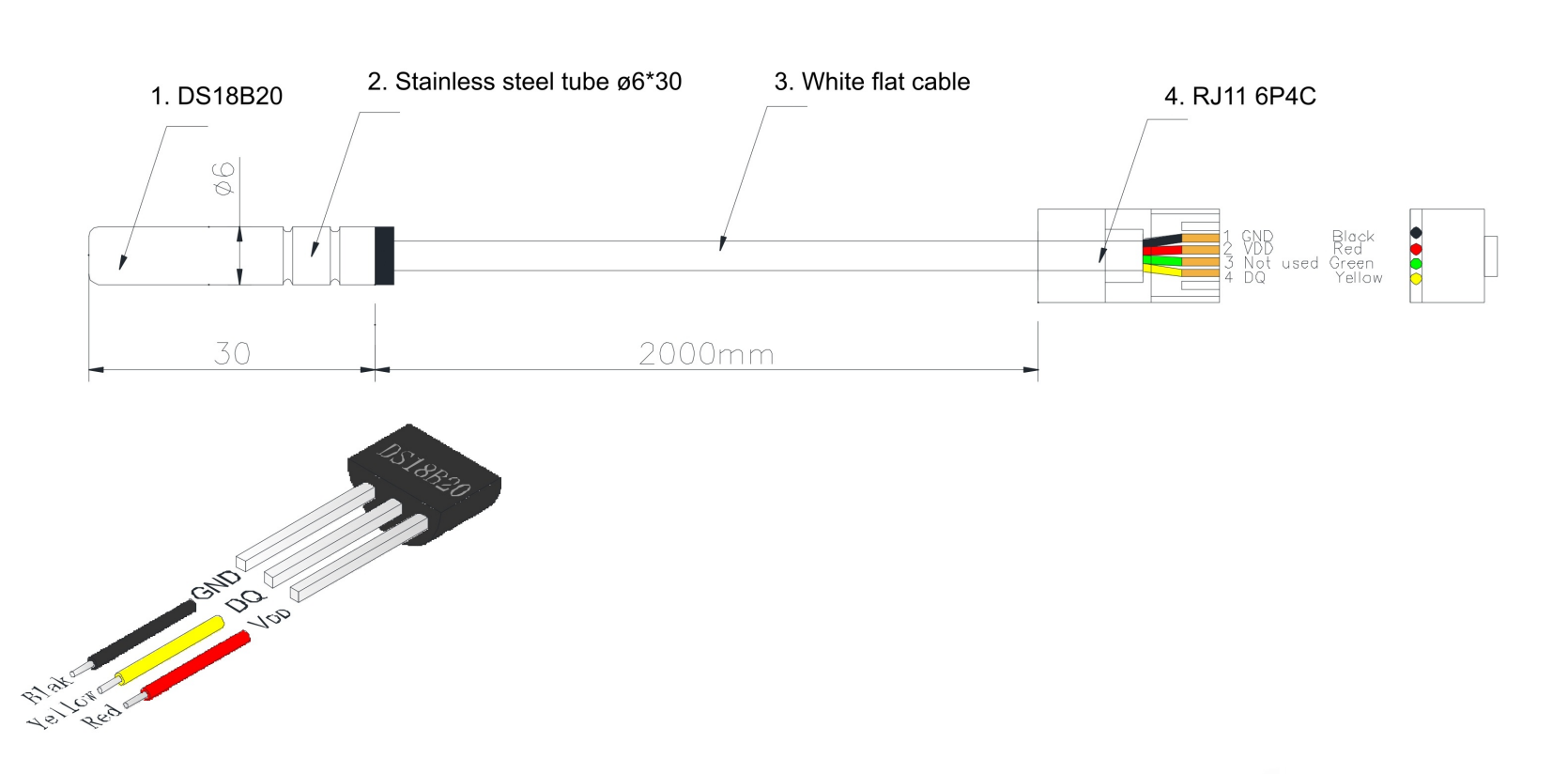 Цифровой датчик температуры DS18B20 — Разъём RJ45, Для логистики холодовой цепи