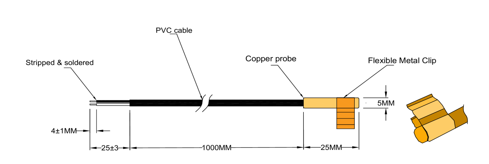 Термисторный датчик температуры NTC 5kΩ — Для систем HVAC, Медный зонд