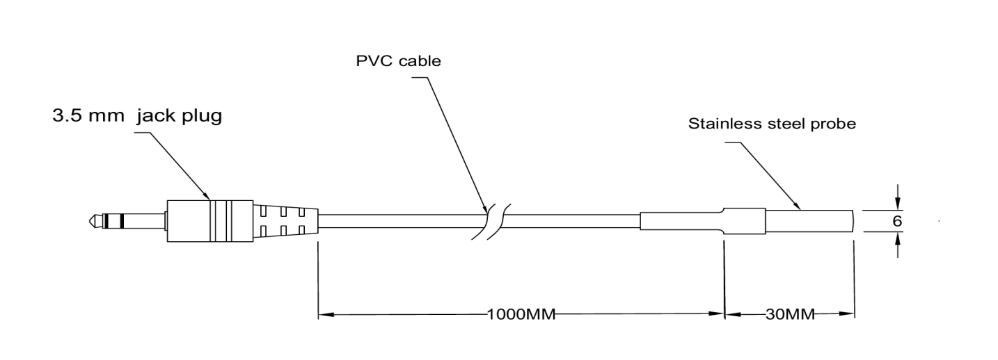 Термисторный датчик температуры NTC 10kΩ — Корпус SS304, Разъём jack 3.5mm